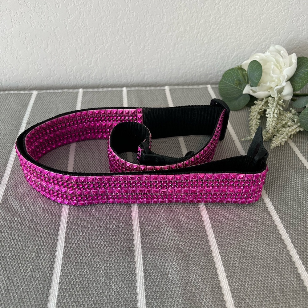 Pink rhinestone guitar strap